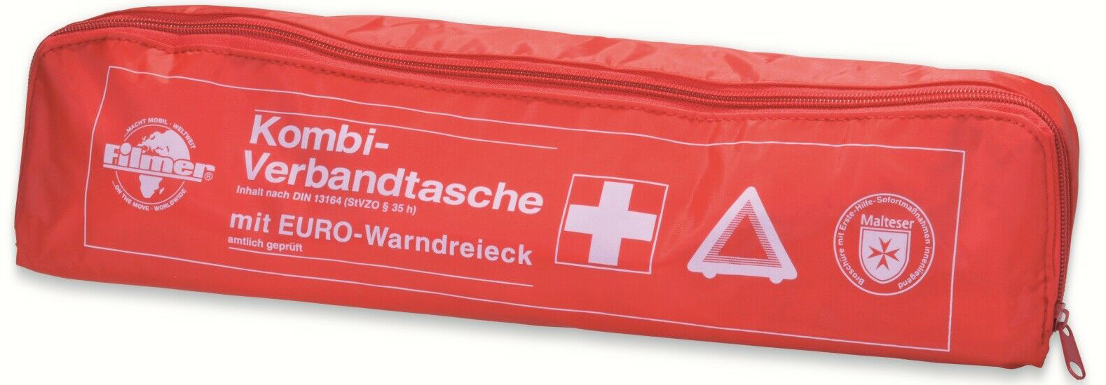 Preispirat24 Tankstellenbedarf Großhandel - Verbandtasche Rot DIN 13164 mit  Warndreieck(Prüfzeichen E11)475 x 105 x 70 mm 