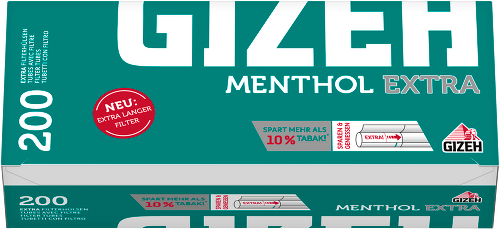 PreisPirat24 - Gizeh Menthol Hülsen Extra 200er Filterlänge: 15 mm  Füllraum: 69 mm